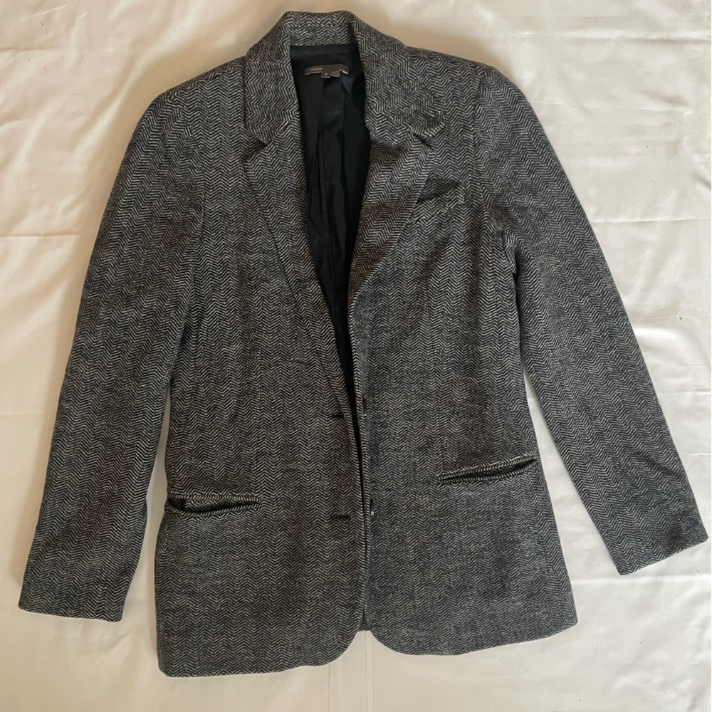 Vince Gray Herringbone Blazer 6